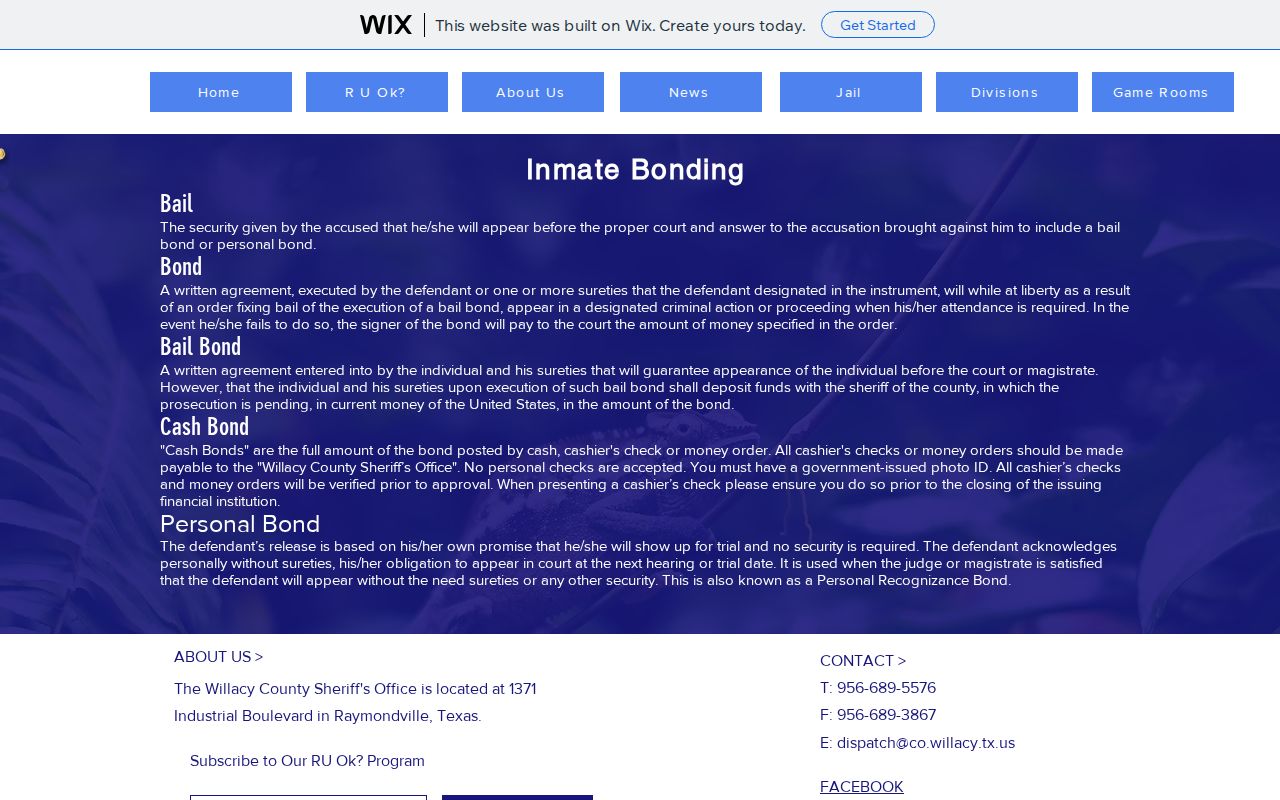 Willacy County warrant resolution: official cash and personal bond instructions