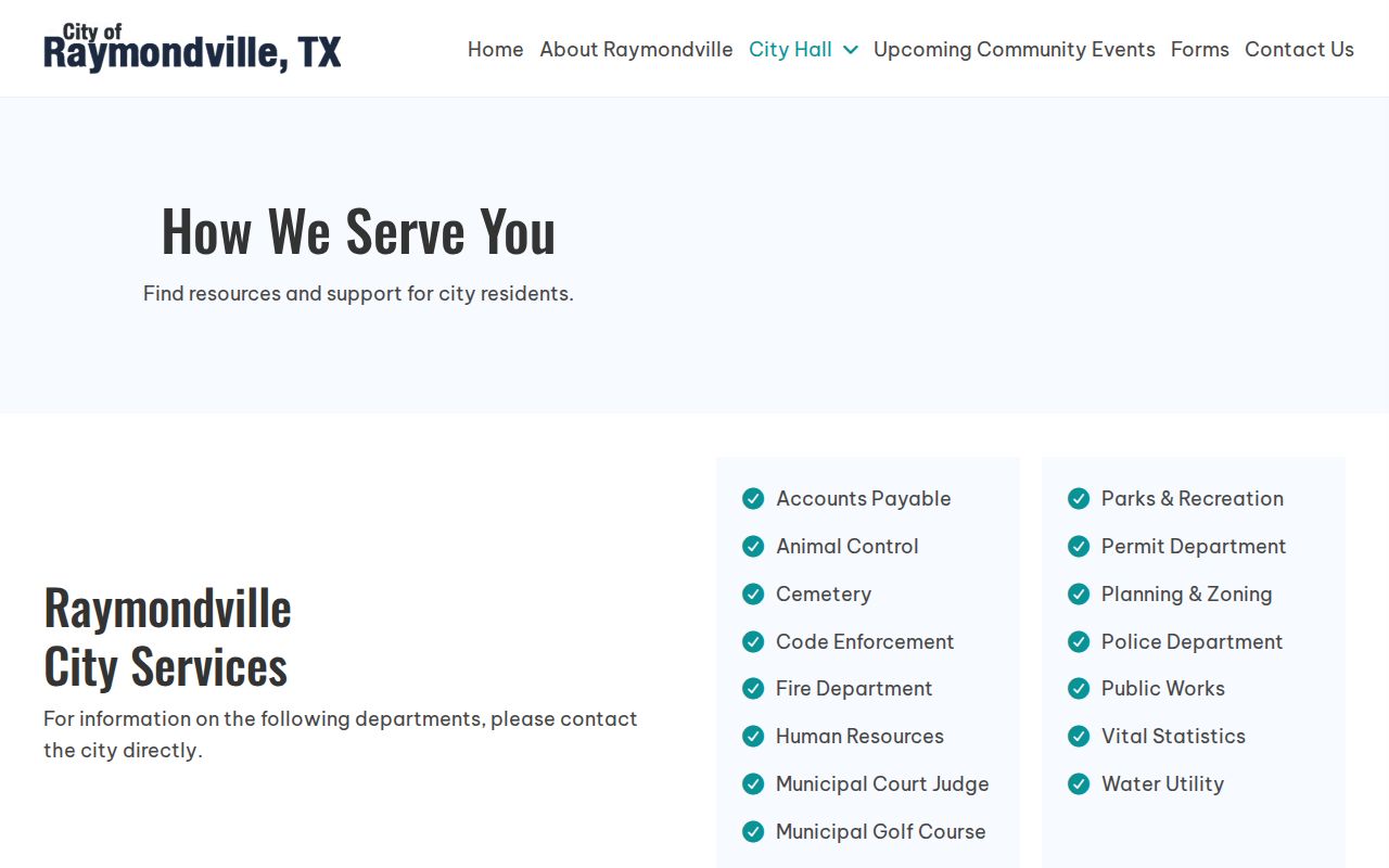 Willacy County municipal warrant reference: Raymondville city services