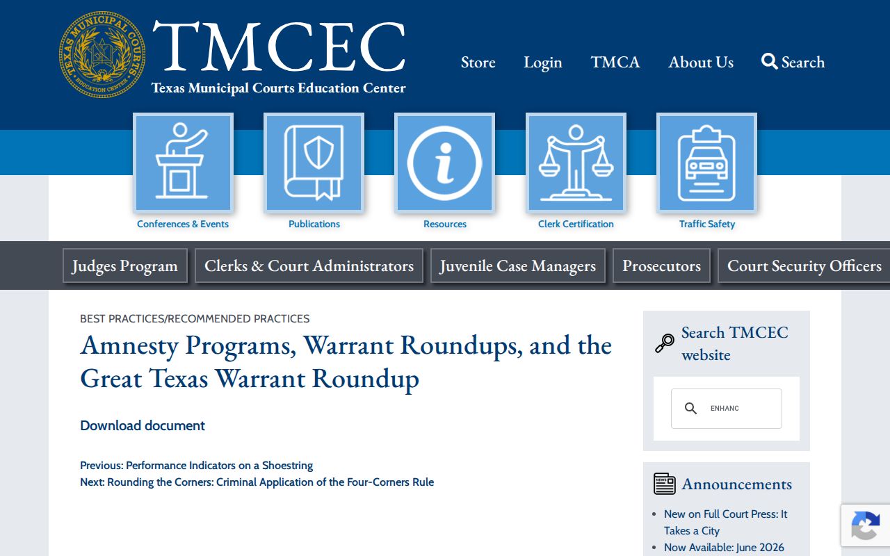 Willacy County warrant roundup context: Texas municipal court education resource